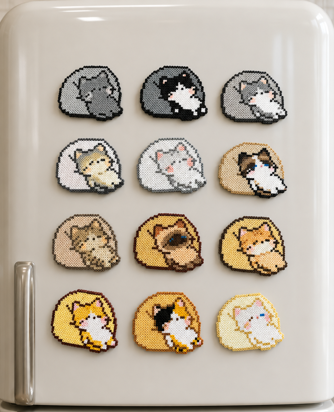 Snooze Buddies——Cute Cat Pixel Bead Fridge Magnet